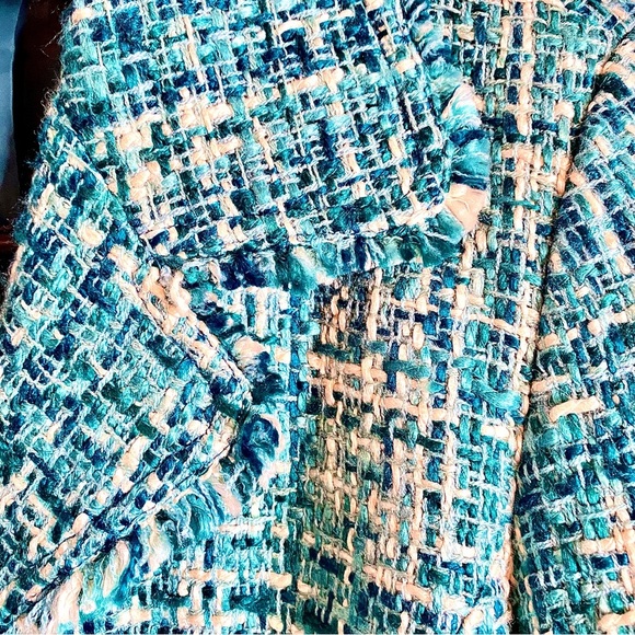 Women's Turquoise Teal Tweed Jacket. Size S - Picture 6 of 16